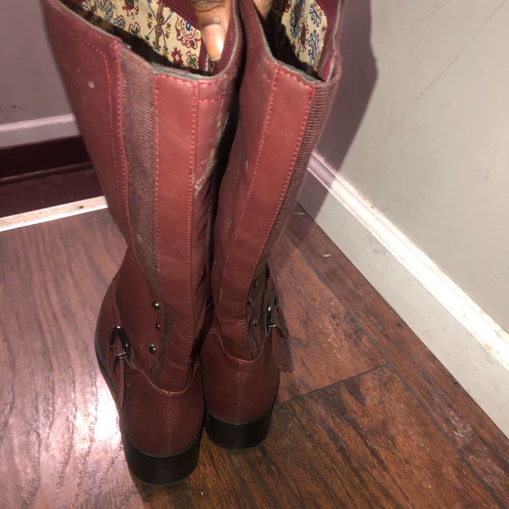 Burgundy wide calf Boots